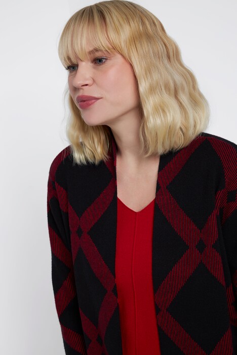 Strickjacke, Identity, Rhomben, offene Form, Kelchkragen