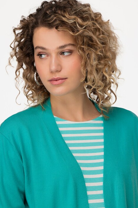 Strickjacke, lange, offene Form, Langarm