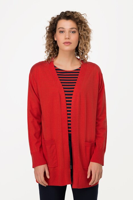 Strickjacke, lange, offene Form, Langarm
