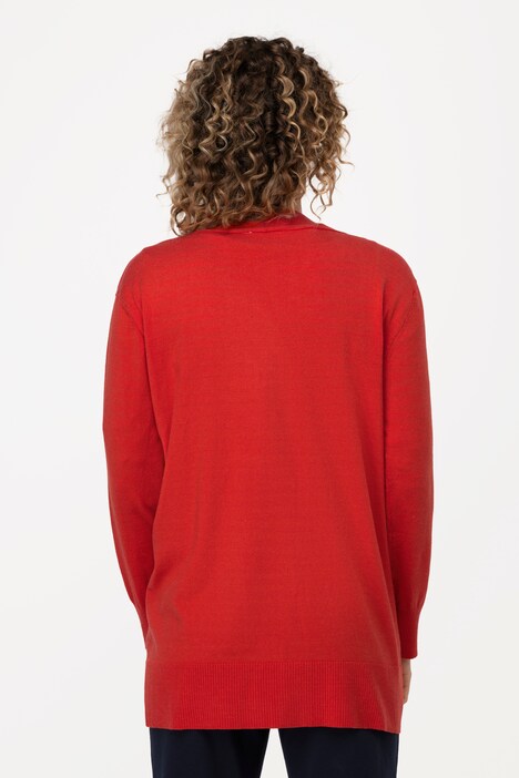 Strickjacke, lange, offene Form, Langarm
