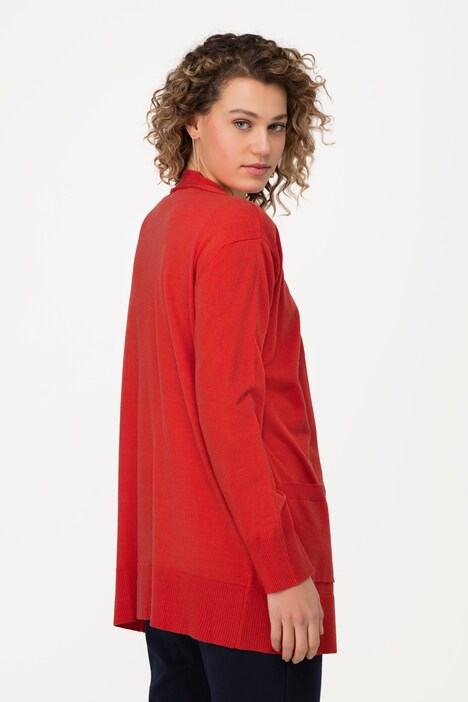 Strickjacke, lange, offene Form, Langarm