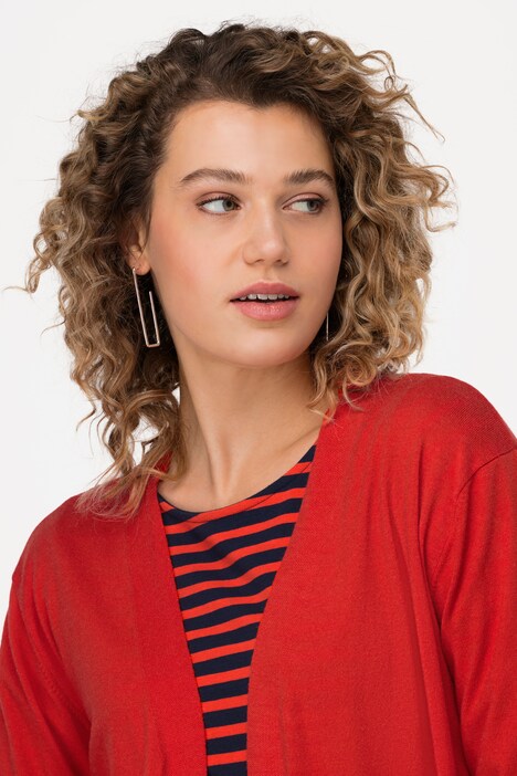 Strickjacke, lange, offene Form, Langarm