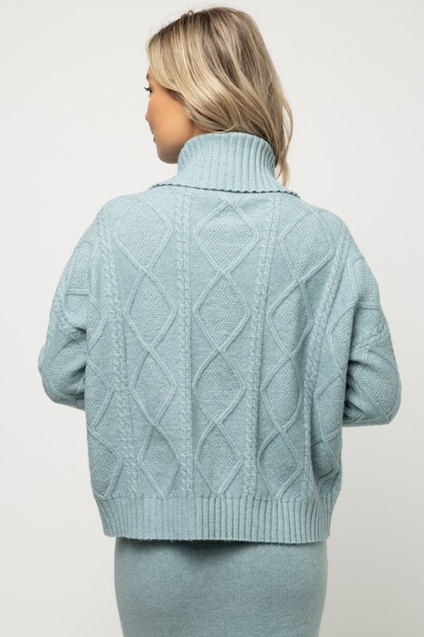 Pullover, Oversized, Zopfmuster, Rollkragen, Langarm