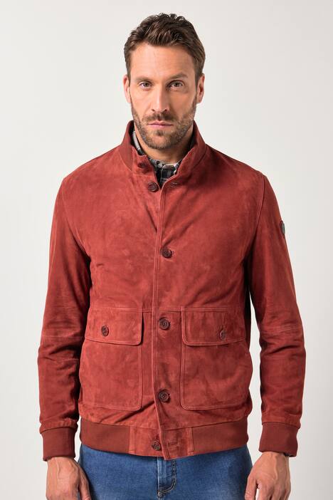 Veste en cuir suédé JP 1880, col montant et patte de boutonnage - jusqu'au 7 XL