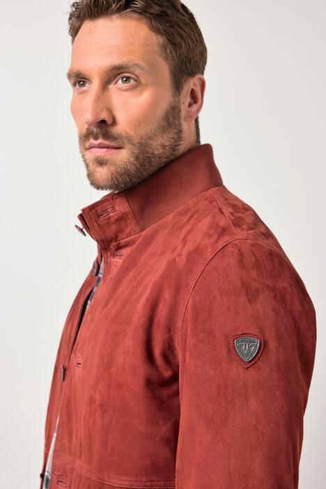 Veste en cuir suédé JP 1880, col montant et patte de boutonnage - jusqu'au 7 XL
