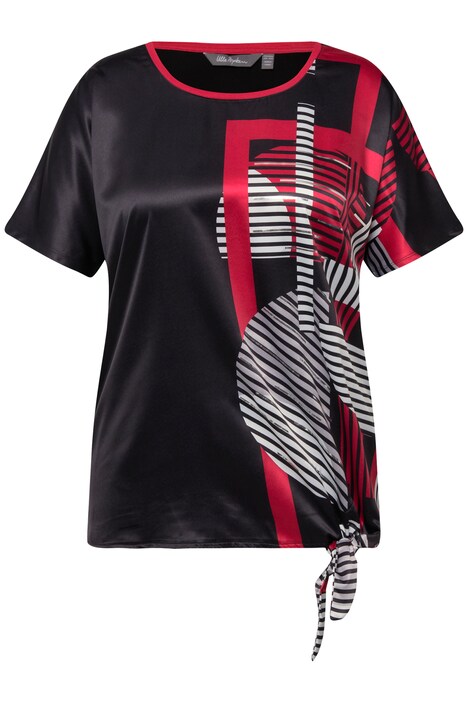 Halenkové tričko, uzly na lemu, oversize, kulatý výstřih, krátké rukávy
