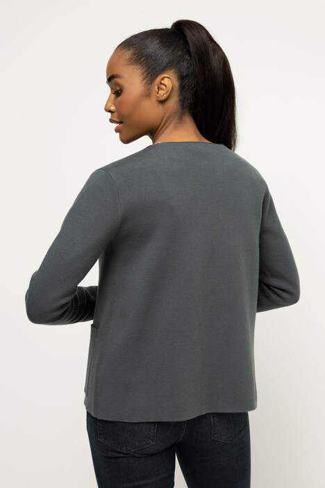 Strickjacke, Doubleface-Strick, Rundhals
