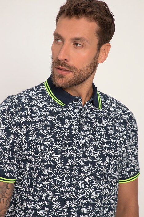 Poloshirt, Halbarm, Piqué, Allover Print, bis 8 XL