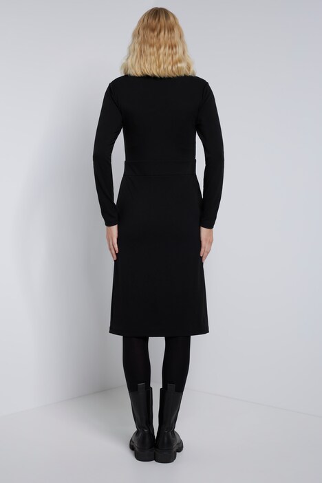 Midikleid, Feinstrick, V-Ausschnitt, Faltenrock, Langarm