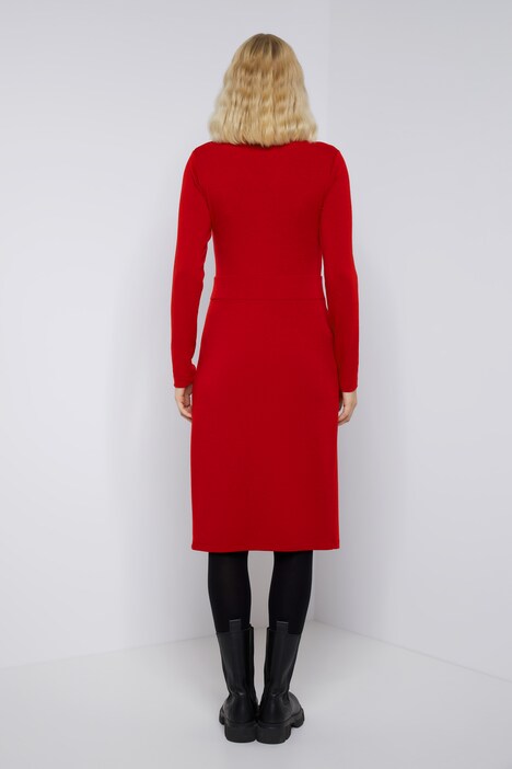 Midikleid, Feinstrick, V-Ausschnitt, Faltenrock, Langarm