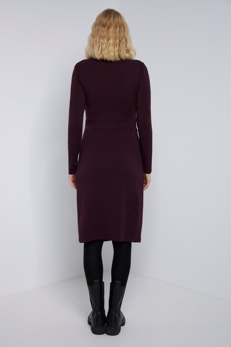 Midikleid, Feinstrick, V-Ausschnitt, Faltenrock, Langarm