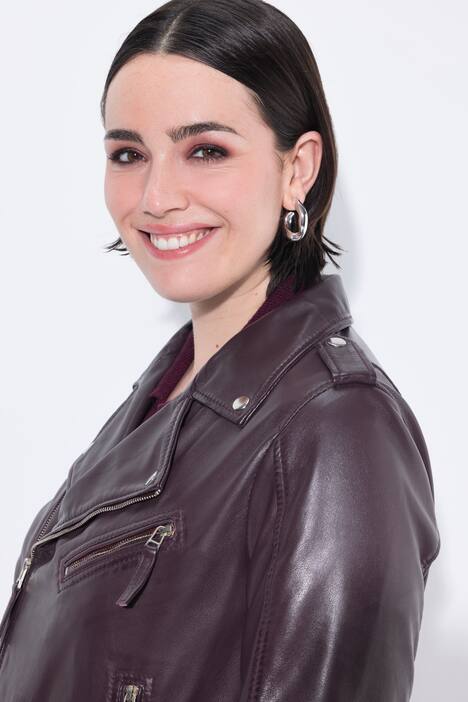 Leren jas, biker style, reverskraag, ceintuur
