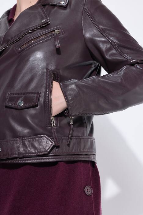 Leren jas, biker style, reverskraag, ceintuur