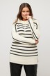 Stand-Up Collar Stripe Oversized Fit Sweater