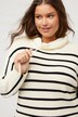 Stand-Up Collar Stripe Oversized Fit Sweater