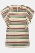 Blusa di cotone biologico con righe, scollo a V e mezze maniche