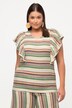 Blusa di cotone biologico con righe, scollo a V e mezze maniche