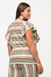 Blusa di cotone biologico con righe, scollo a V e mezze maniche