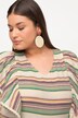 Blusa di cotone biologico con righe, scollo a V e mezze maniche