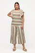 Blusa di cotone biologico con righe, scollo a V e mezze maniche