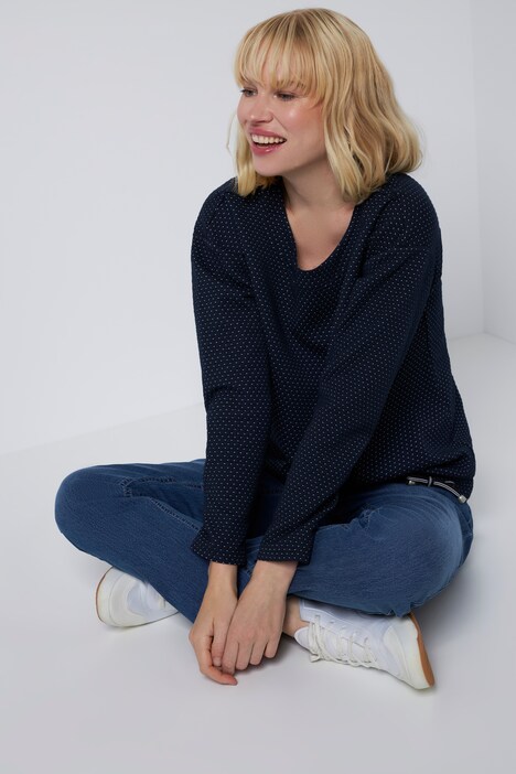 Sweater, Punkte, Rundhals, Langarm, Tunnelzug
