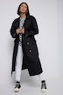 Trench-coat oversized. Col à revers. Double rangée de boutons et ceinture à nouer.