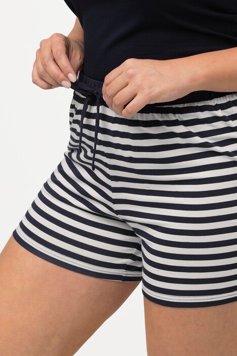 Schlafshorts, 2er-Pack, uni/Ringel, Elastikbund