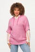 Pullover, hætte, oversize, korte ærmer, fancy strik
