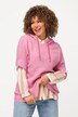 Pullover, hætte, oversize, korte ærmer, fancy strik
