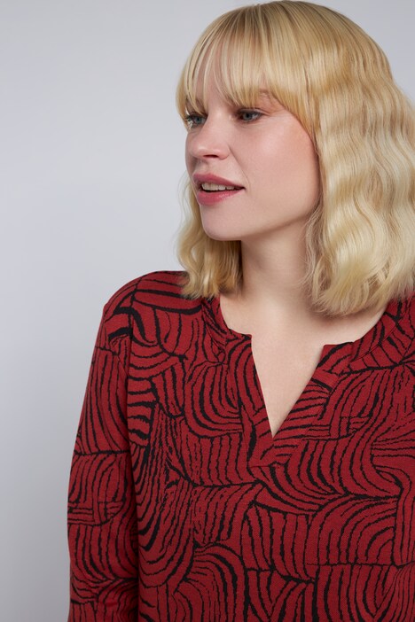 Sweatshirt, Jacquard-Muster, Tunika-Ausschnitt, Langarm