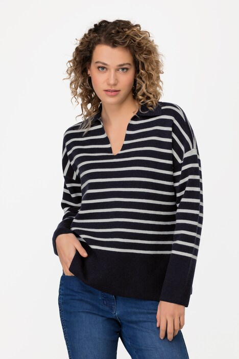 Pullover, Identity, Ringel, V-Ausschnitt, Langarm