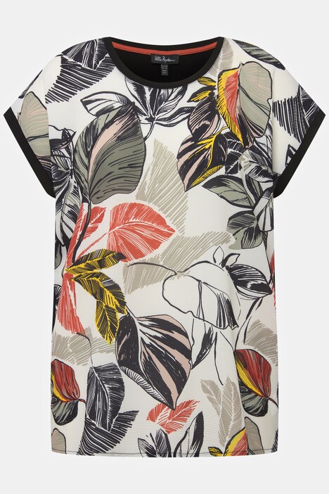 Oversized Foliage Print Short Sleeve Tee