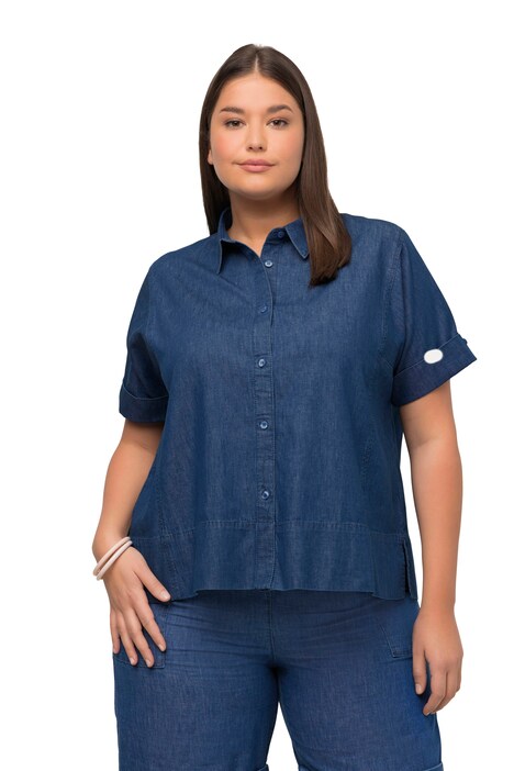 Halenka, Boxy střih, knoflíky, krátké rukávy, tencel