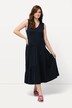 Robe trapèze longueur midi en coton bio, avec décolleté en V, sans manches