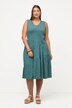 Robe trapèze longueur midi en coton bio, avec décolleté en V, sans manches