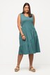 Robe trapèze longueur midi en coton bio, avec décolleté en V, sans manches