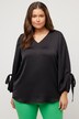 Blouse, V-hals, A-lijn, sierstrikje, ballonmouwen