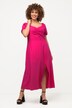 Robe midi en lin mélangé. Manches courtes et décolleté en forme de cœur. Bande smockée dans le dos.