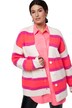 Rozepínací svetr, oversize, neonové pruhy, výstřih do V, dlouhé rukávy