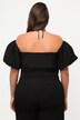 Top corto con spalle scoperte, orlo a punto smock e mezze maniche