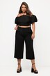 Top corto con spalle scoperte, orlo a punto smock e mezze maniche