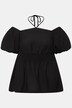 Top con vita a punto smock, spalle scoperte e mezze maniche