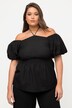 Top con vita a punto smock, spalle scoperte e mezze maniche
