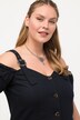 Trachtenbluse, Leinenmix, Spitze, zum Knöpfen, Halbarm