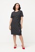 Mixed Stripe Stretch Blend Midi Dress