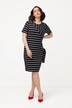 Mixed Stripe Stretch Blend Midi Dress