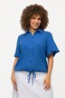 overhemdblouse, mousseline, overhemdkraag, korte klokmouwen