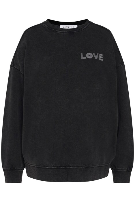 Mikina, oversize, barvená, potisk LOVE, dlouhé balónové rukávy