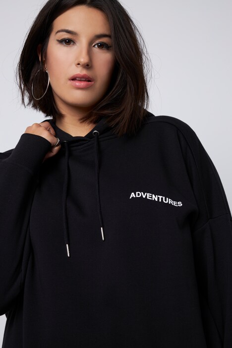 Sweat à capuche oversized à manches longues, imprimé à message au dos