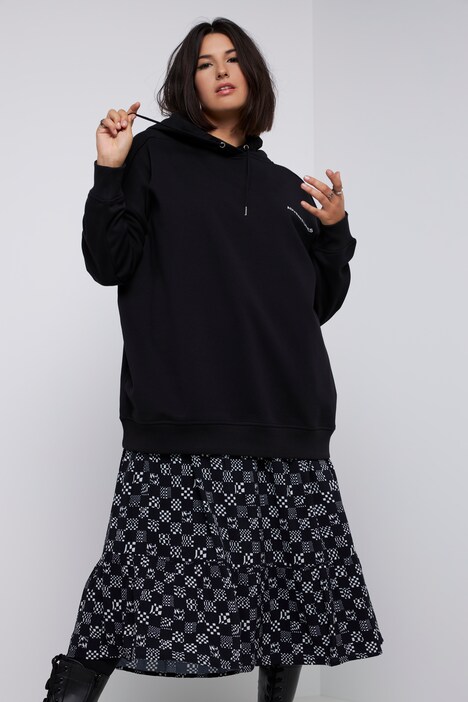 Sweat à capuche oversized à manches longues, imprimé à message au dos